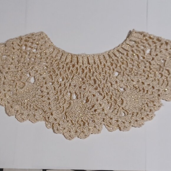 Boho Crochet Collar Cream with Gold - Picture 3 of 9